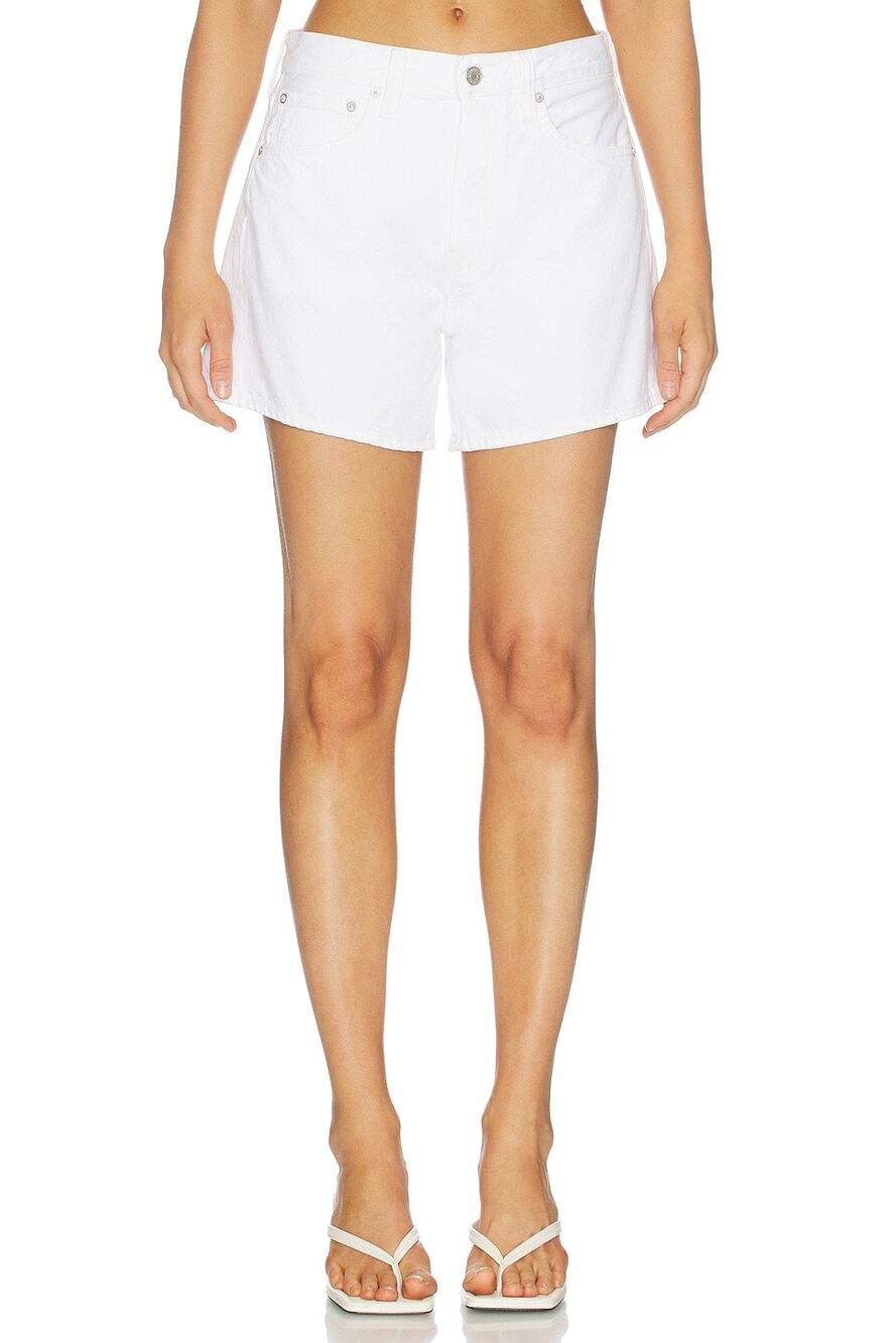 NWT AGOLDE White Parker Long Short Summer Bermuda Denim Size 32